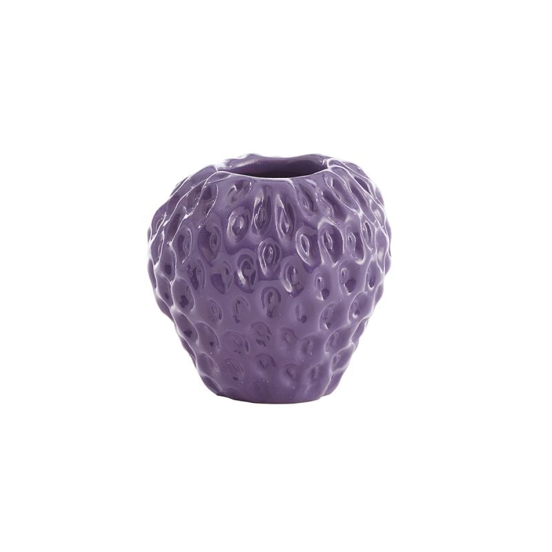 Vaas deco 15x14,5x14,5 cm STRAWBERRY glans donker paars