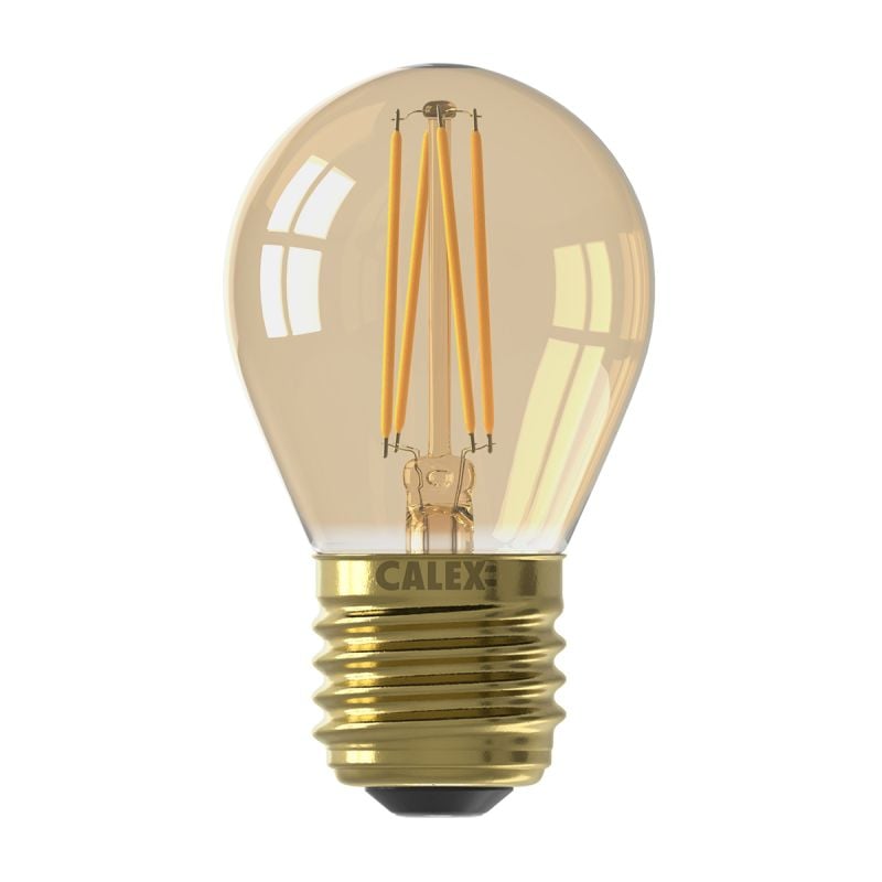 Calex LED volglas Filament Kogellamp 220-240V 3,5W 250lm E27 P45, Goud 2100K CRI80 Dimbaar afbeelding