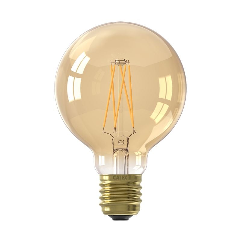 Calex LED volglas LangFilament Globelamp 220-240V 3.5W 250lm E27 G80, Goud 2100K Dimbaar afbeelding