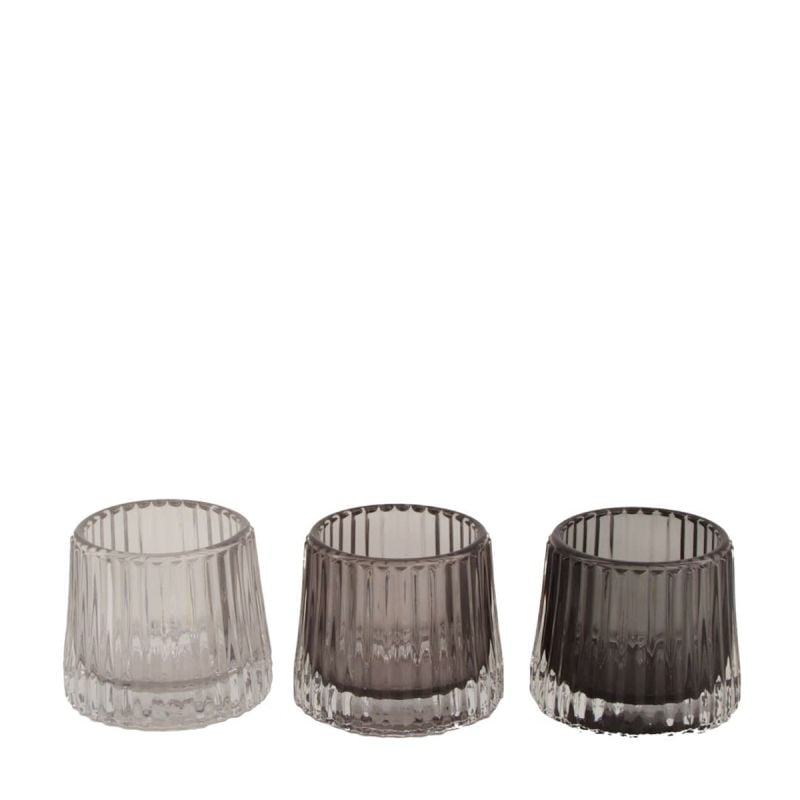 Waxinelichthouder helder glas set van 3 afbeelding