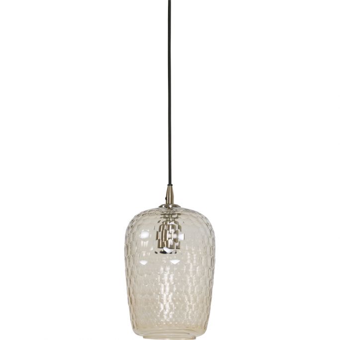 Hanglamp Dionne 17x30cm glas en antiek brons