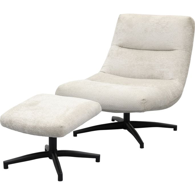 Fauteuil Fons Naturel met hocker