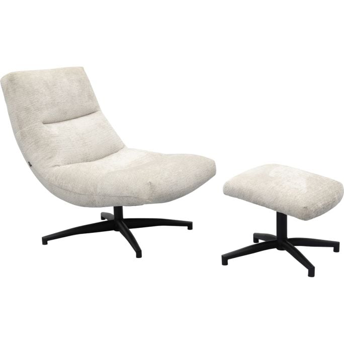 Fauteuil Fons Naturel met hocker