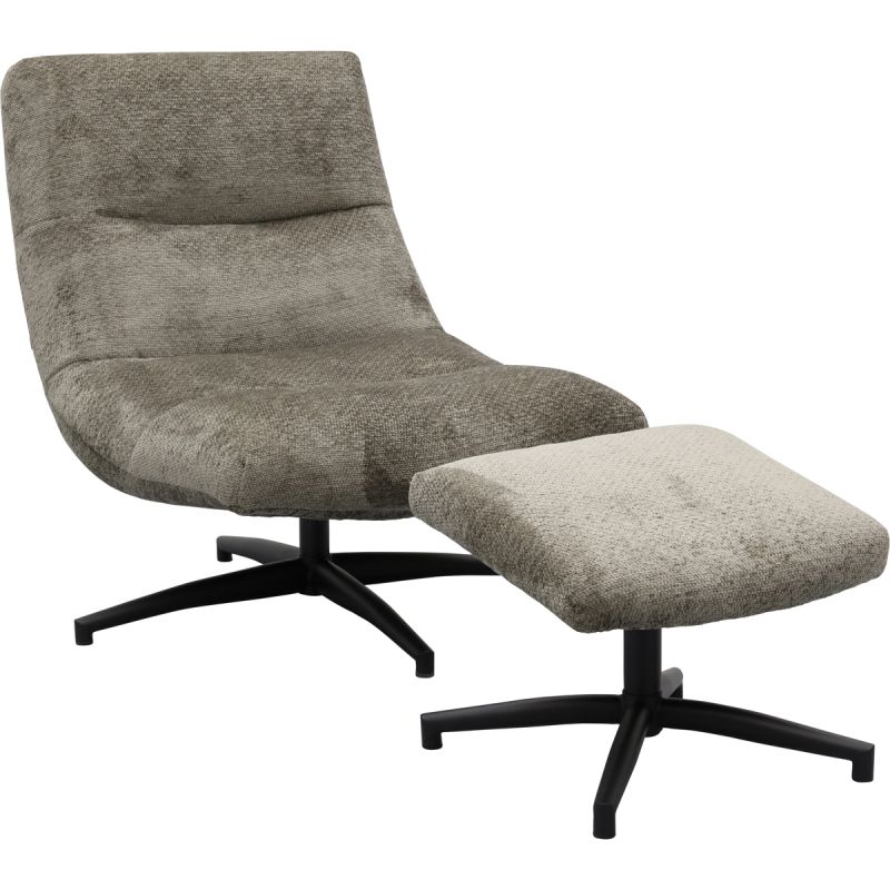 Fauteuil Fons Taupe met hocker