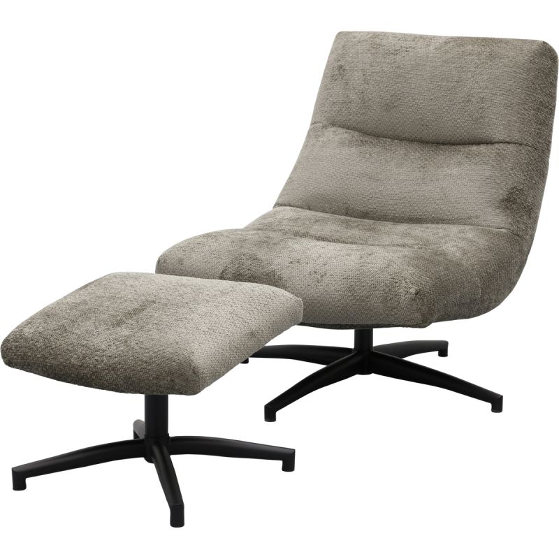 Fauteuil Fons Taupe met hocker