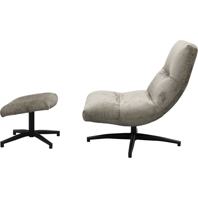Fauteuil Fons Taupe met hocker