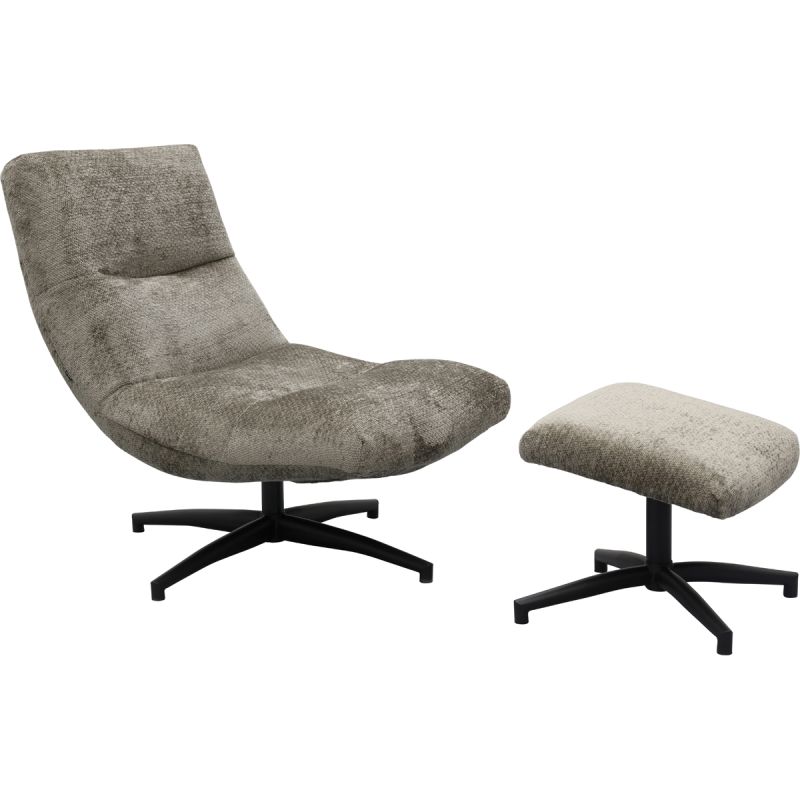 Fauteuil Fons Taupe met hocker