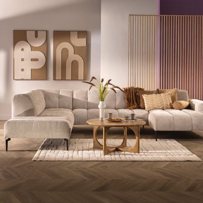 Bank Roos longchair groot links + 2.5-zits +  hoekziteiland groot rechts