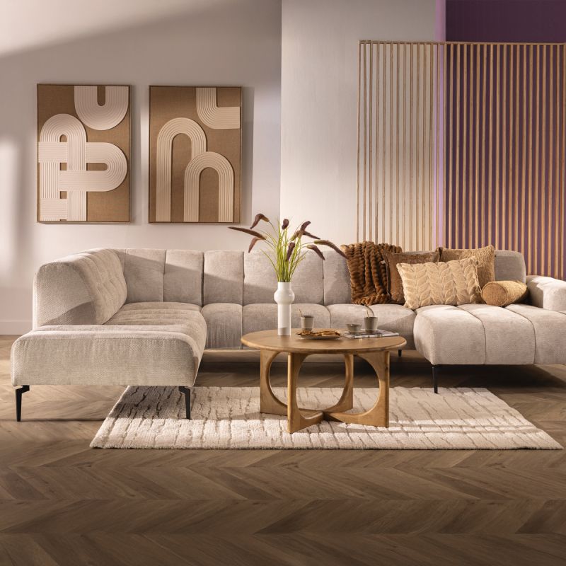 Bank Roos longchair groot links + 2.5-zits +  hoekziteiland groot rechts