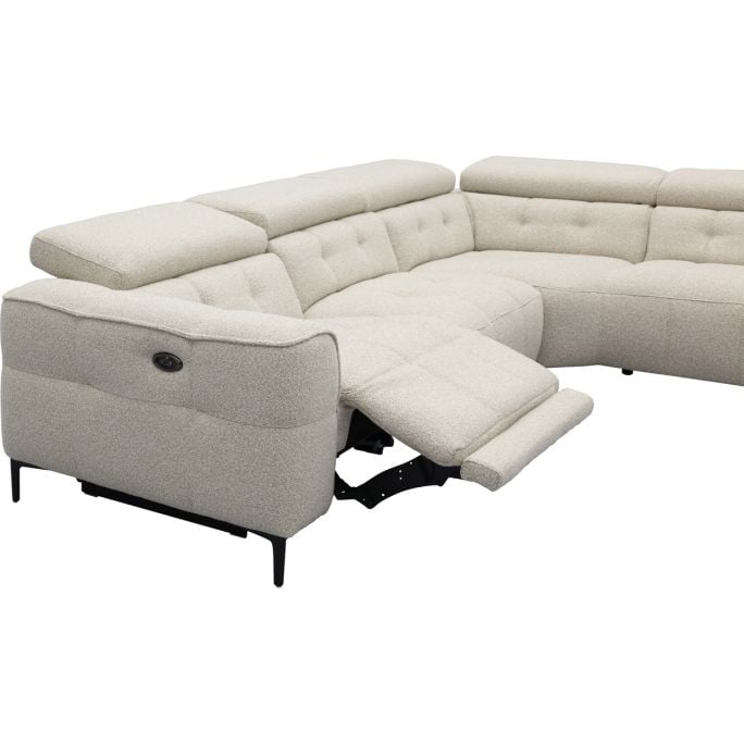 Bank Robin 2,5-zits met 1 elektrische relax (eendelig) links + 1-zits met ligeiland rechts