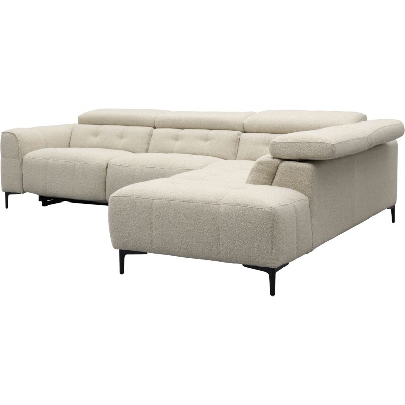 Bank Robin 2,5-zits met 1 elektrische relax (eendelig) links + hoekziteiland rechts