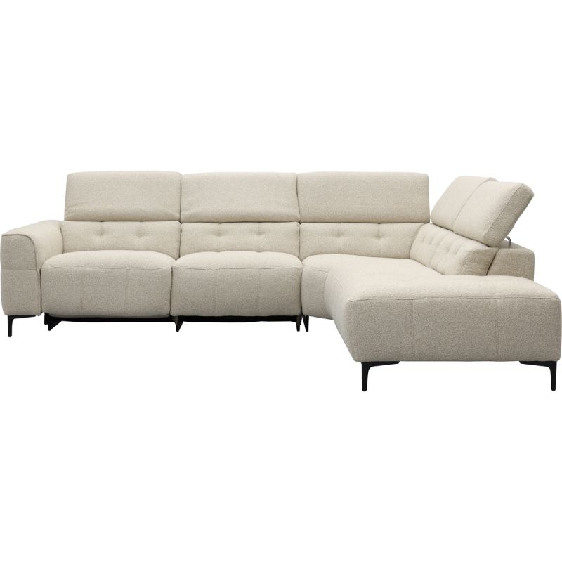 Bank Robin 2,5-zits met 1 elektrische relax (eendelig) links + hoekziteiland rechts