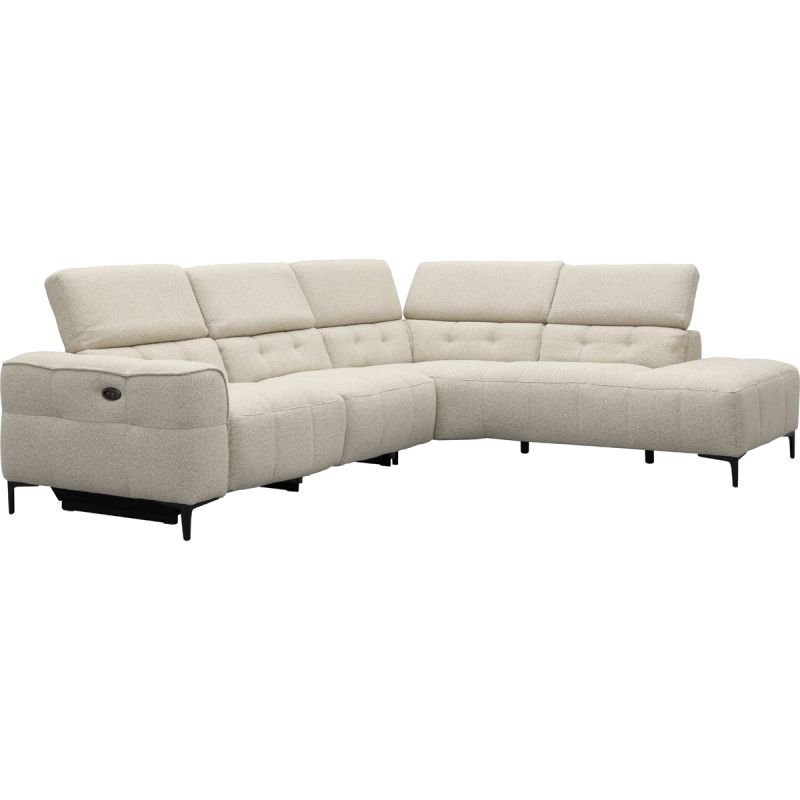 Bank Robin 2,5-zits met 1 elektrische relax (eendelig) links + hoekziteiland rechts