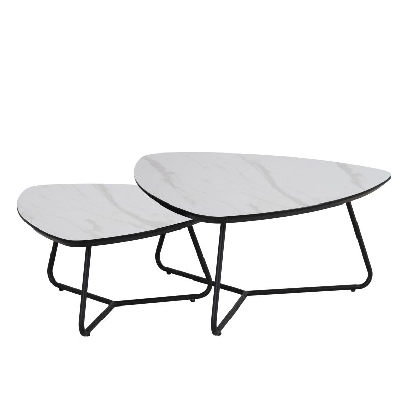 Salontafel Ties set van 2 Marmerlook Wit