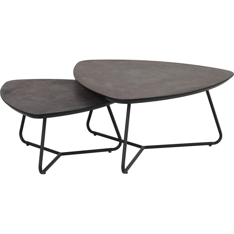 Salontafel Ties set van 2 Marmerlook Brons