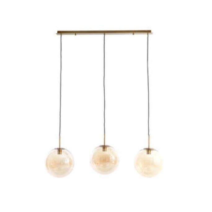 Hanglamp 3L 120X30X30 Cm Medina Glas Amber+Goud