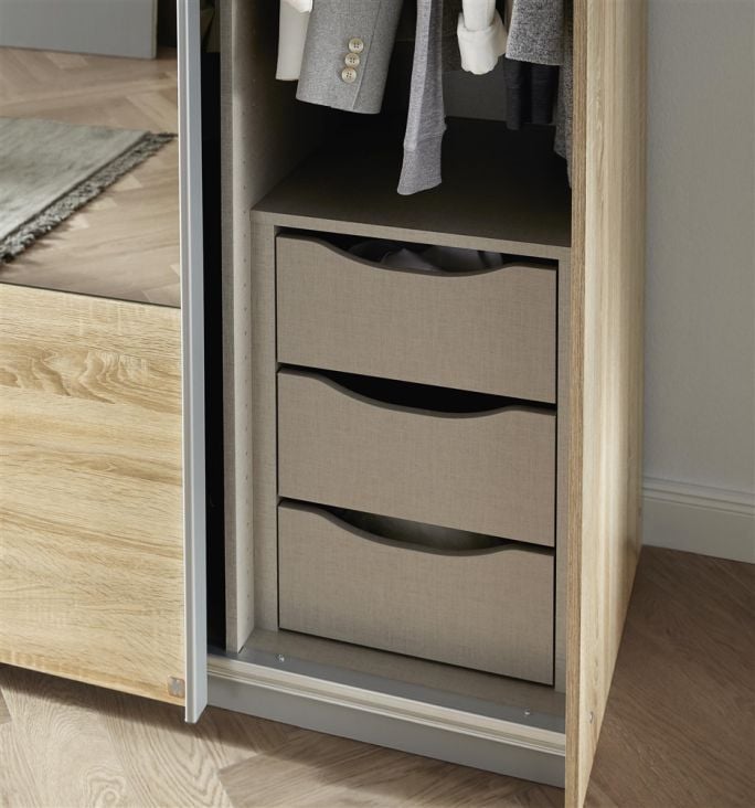Kledingkast Quadro B181xH210 Eiken - Grijs incl. kastinrichting