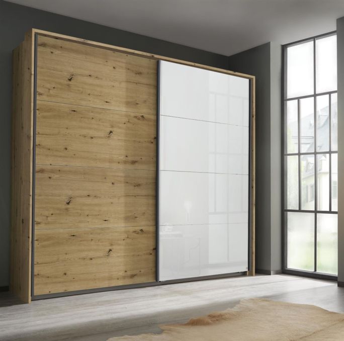 Kledingkast Quadro B181xH210 Eiken - Grijs incl. kastinrichting