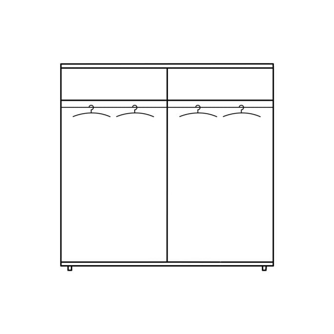 Kledingkast Quadro B181xH210 Eiken - Grijs incl. kastinrichting