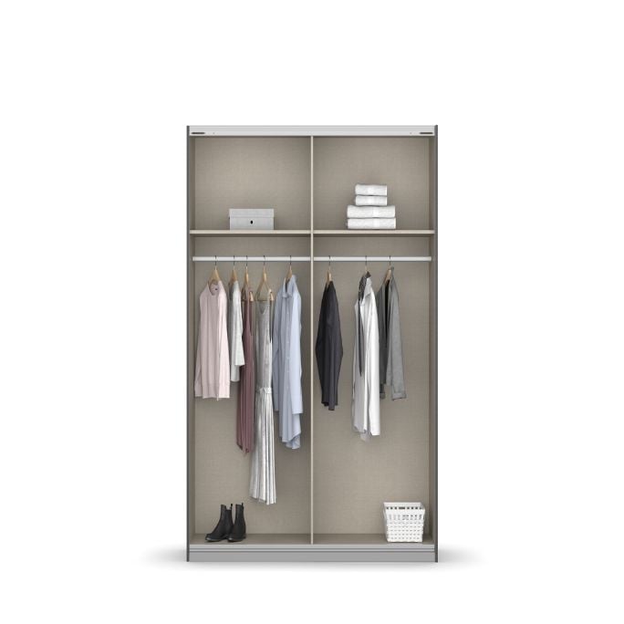 Kledingkast Quadro B181xH210cm Eiken-grijs incl. 2 legplanken en 2 roedes