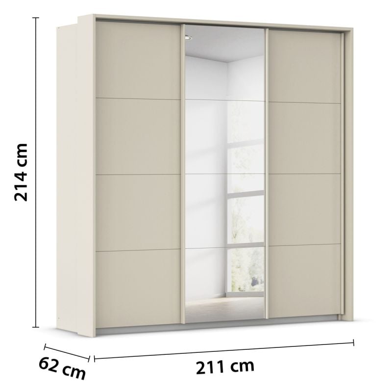 Kledingkast Kick B211xH214cm Champagne incl. passe-partout, 3 legplanken en 3 roedes