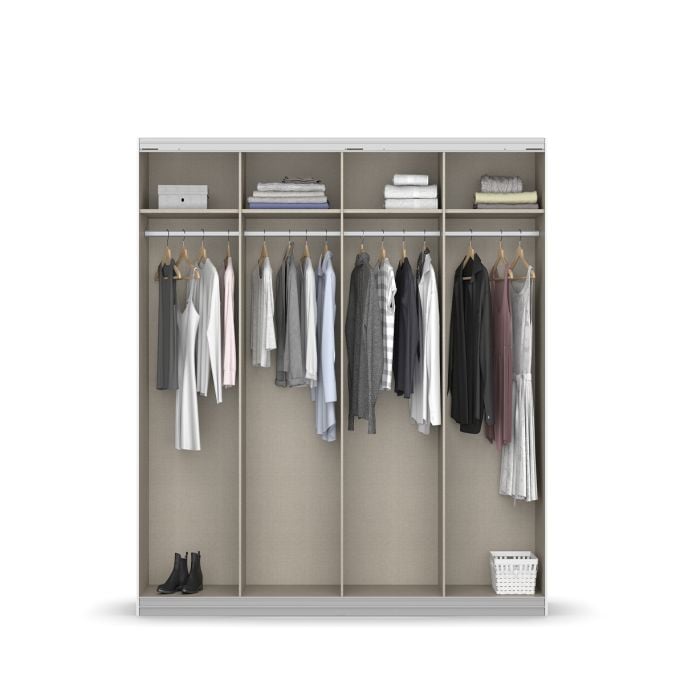 Kledingkast Synco B271xH230cm Grijs metallic incl. 4 legplanken en 4 roedes