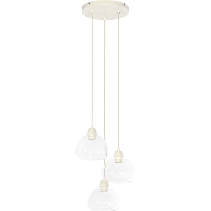 Hanglamp BISHO 3L D30x14 cm glas helder - crème