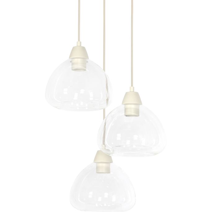 Hanglamp BISHO 3L D30x14 cm glas helder - crème