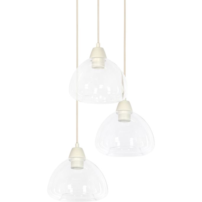 Hanglamp BISHO 3L D30x14 cm glas helder - crème