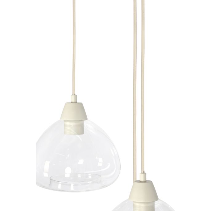 Hanglamp BISHO 3L D30x14 cm glas helder - crème
