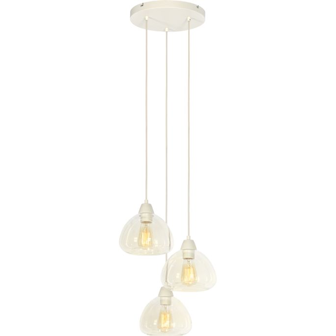 Hanglamp BISHO 3L D30x14 cm glas helder - crème