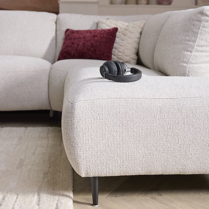 Bank Maily 2,5-zits arm links met 1 elek. relax (ééndelig) + hoekziteiland rechts