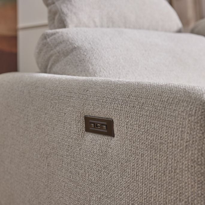 Bank Maily 2,5-zits arm links met 1 elek. relax (ééndelig) + hoekziteiland rechts