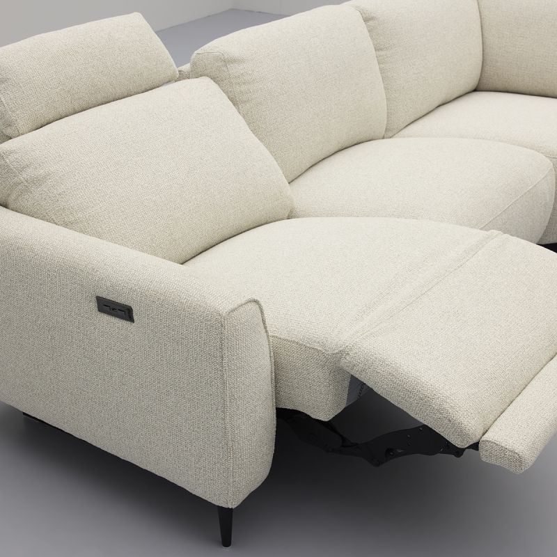 Bank Maily 2,5-zits arm links met 1 elek. relax (ééndelig) + hoekziteiland rechts