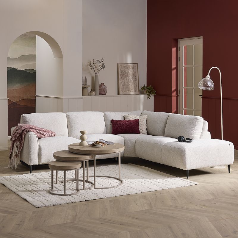 Bank Maily 2,5-zits arm links met 1 elek. relax (ééndelig) + hoekziteiland rechts