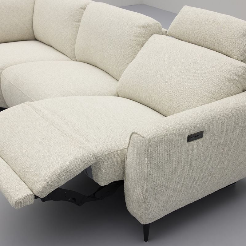 Bank Maily Hoekziteiland links + 2,5-zits arm rechts met 1 elek. relax (ééndelig)