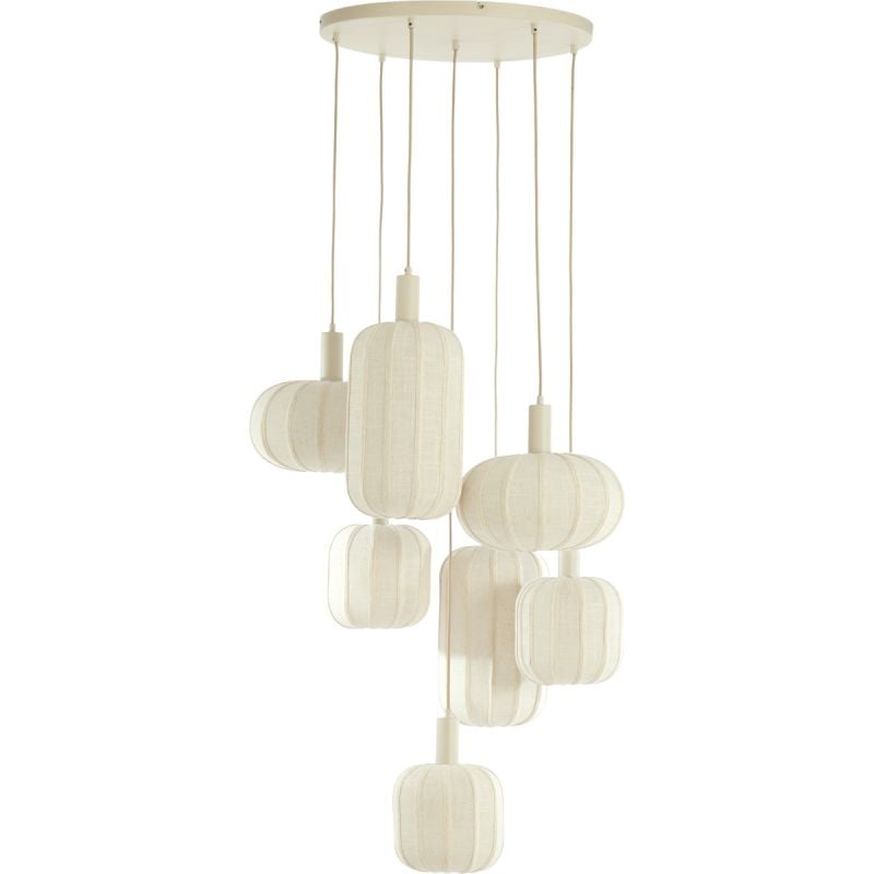 Hanglamp Tulsa 7-lichts rond Creme