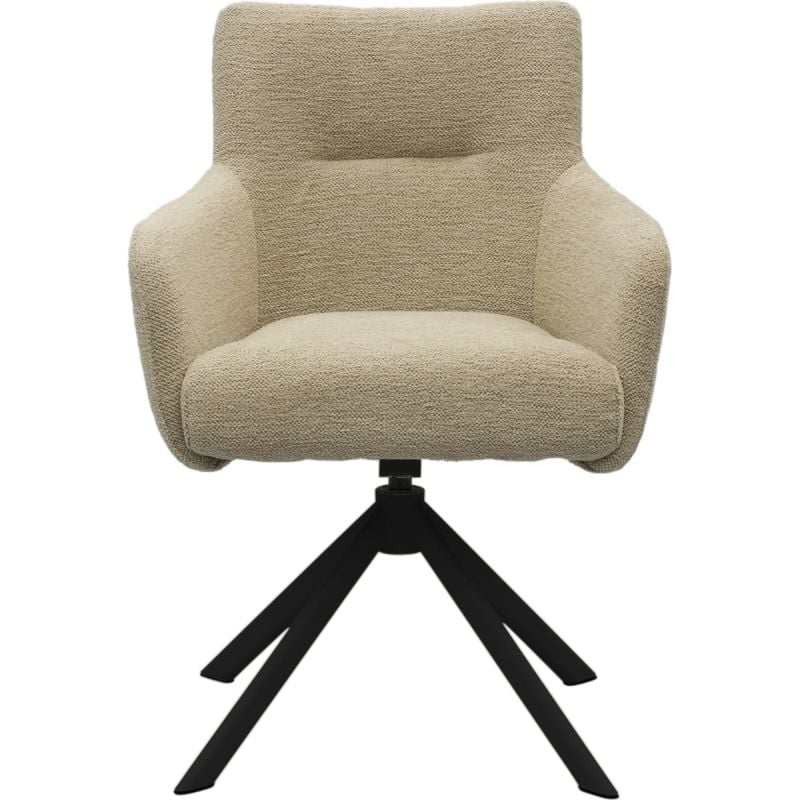 Eetkamerstoel Jule Genua Beige met zwart frame afbeelding