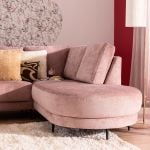 Bank Soof longchair rond arm links + 2,5 zits zonder arm + hoekziteiland rond rechts