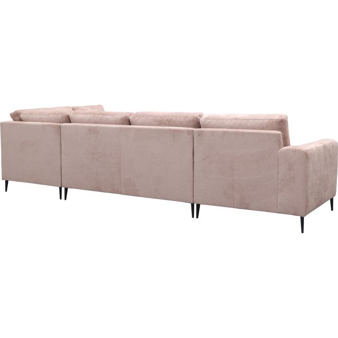 Bank Soof longchair rond arm links + 2,5 zits zonder arm + hoekziteiland rond rechts