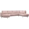 Bank Soof longchair rond arm links + 2,5-zits zonder arm + hoekziteiland rond rechts