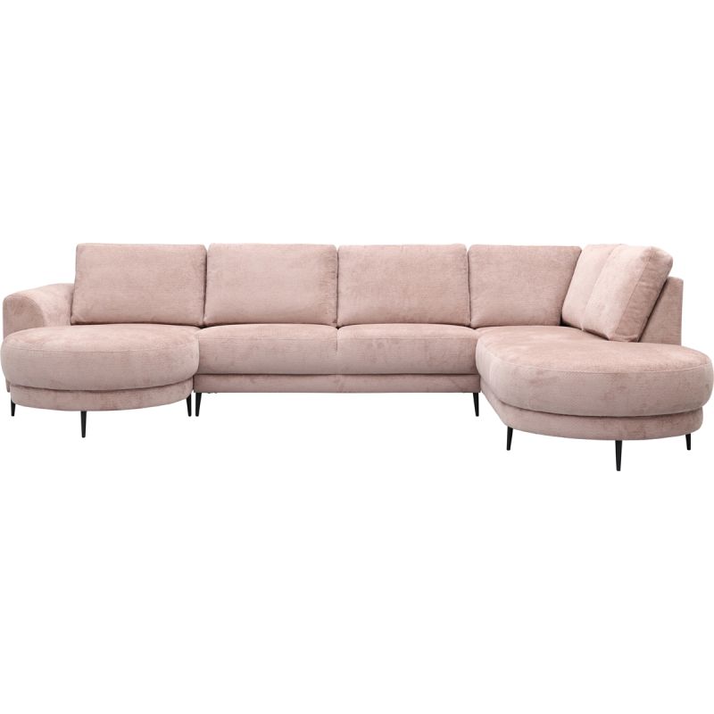 Bank Soof hoekziteiland rond links + 2,5 zits zonder arm + longchair rond arm rechts