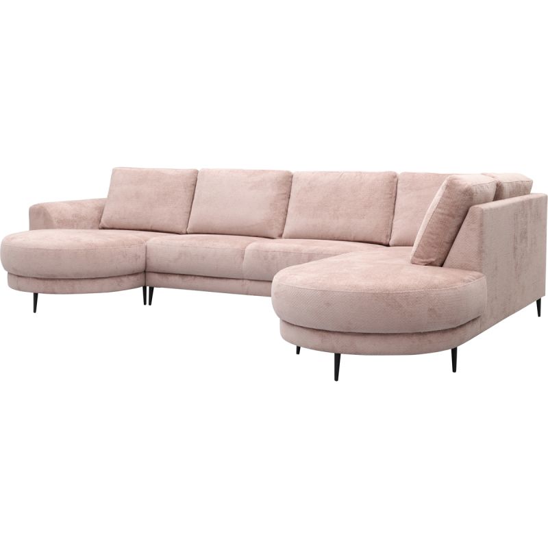 Bank Soof hoekziteiland rond links + 2,5 zits zonder arm + longchair rond arm rechts