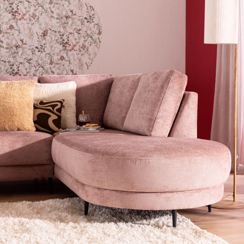 Bank Soof hoekziteiland rond links + 2,5 zits zonder arm + longchair rond arm rechts