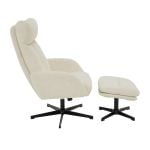 Draaifauteuil Viktor met voetenbank in stof Boogie