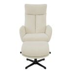 Draaifauteuil Viktor met voetenbank in stof Boogie