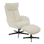 Draaifauteuil Viktor met voetenbank in stof Boogie