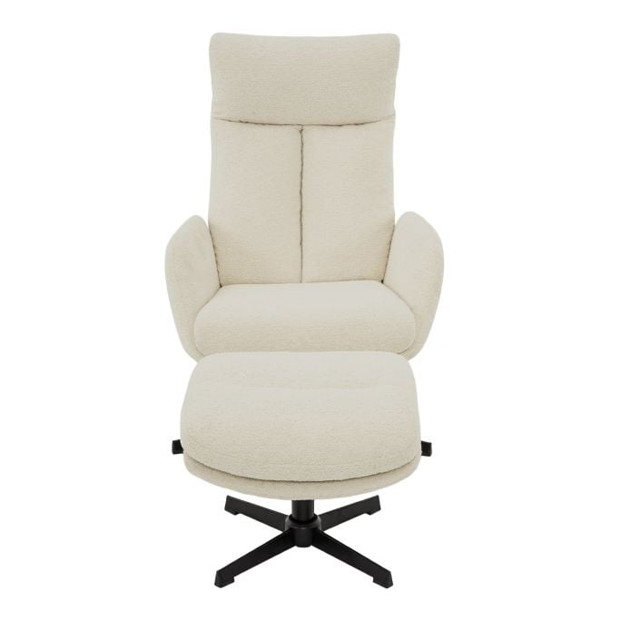 Draaifauteuil Viktor met voetenbank in stof Boogie