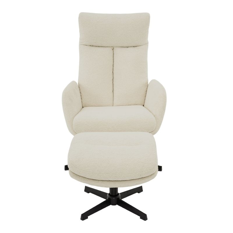 Draaifauteuil Viktor met voetenbank in stof Boogie