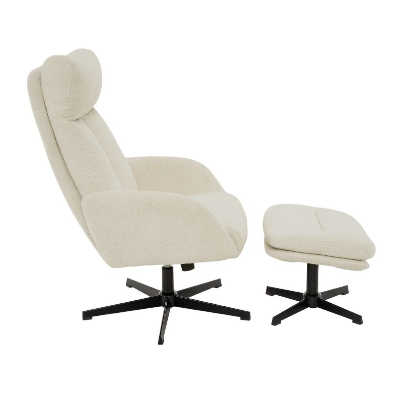 Draaifauteuil Viktor met voetenbank in stof Boogie